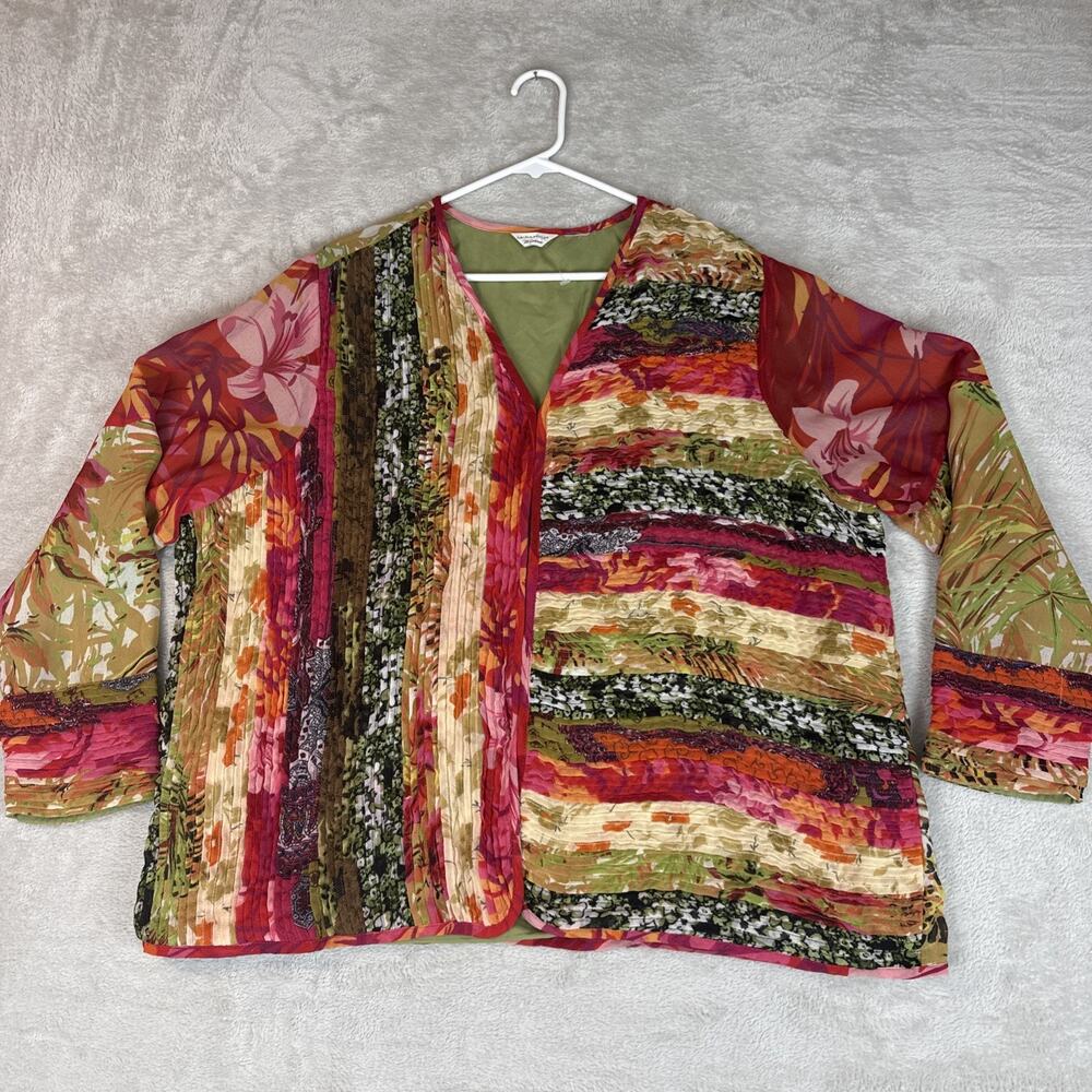 Laura Ashley Floral Bohemian Jacket Top Plus 3X Artsy Funky Pin Tucks Lined